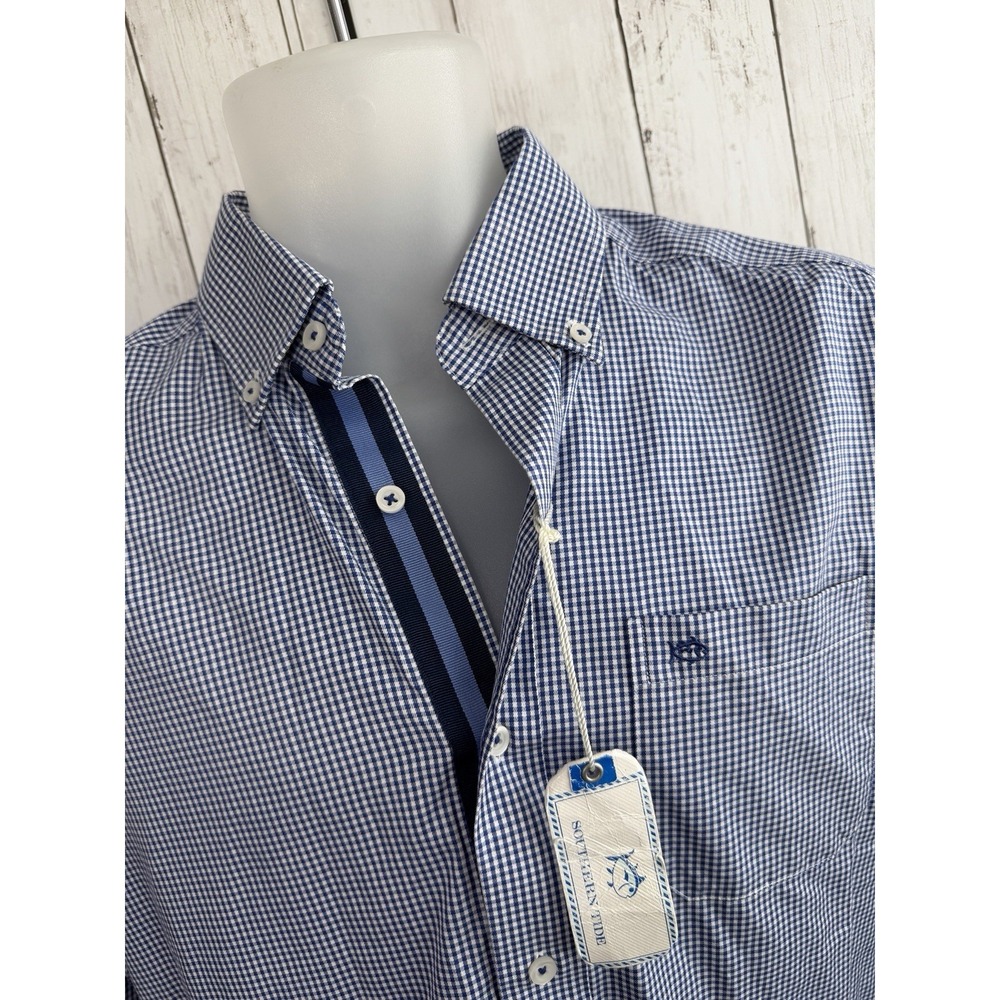 Men's Southern Tide Blue Gingham Button Down Shirt NWT Size S Classic Fit